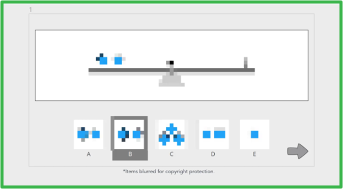 Test question screen for Quantitative